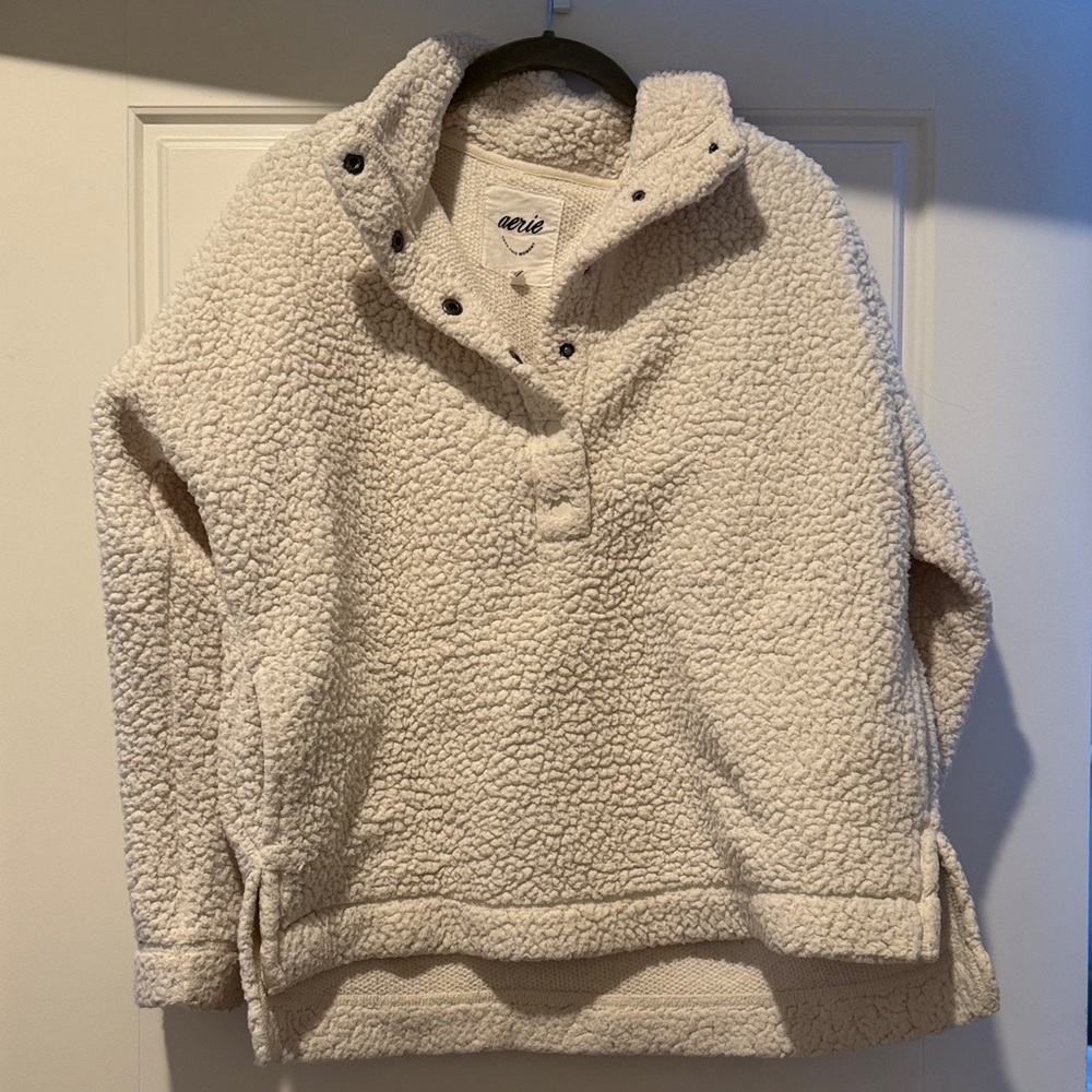 Aerie Cream Sherpa Fleece Pullover
